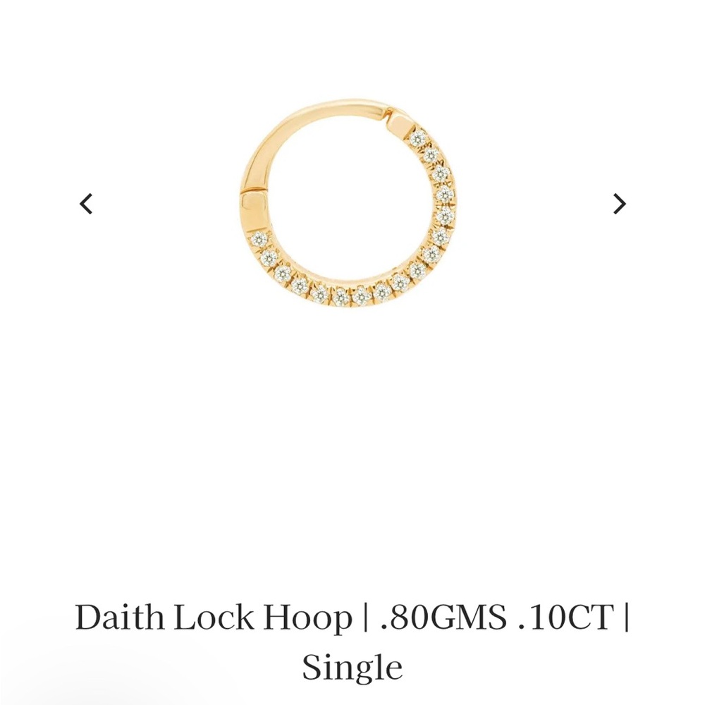 14K Gold and Diamond Daith Hoop Earring